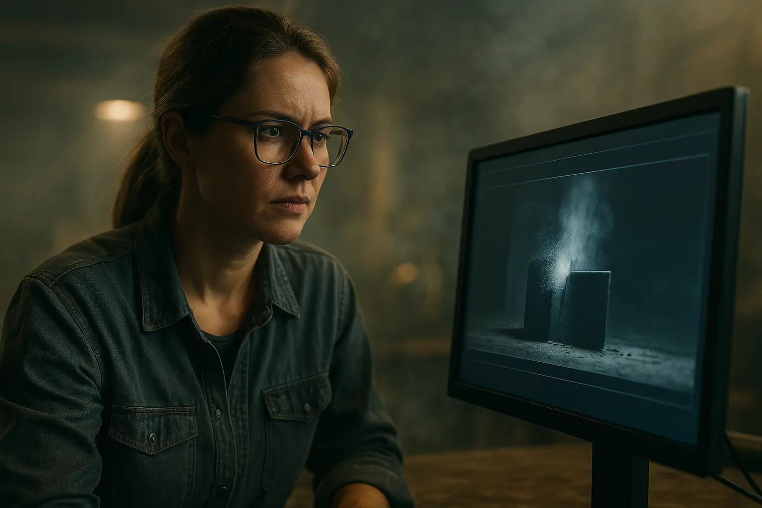 женщина технолог анализирует видеозапись испытания брони